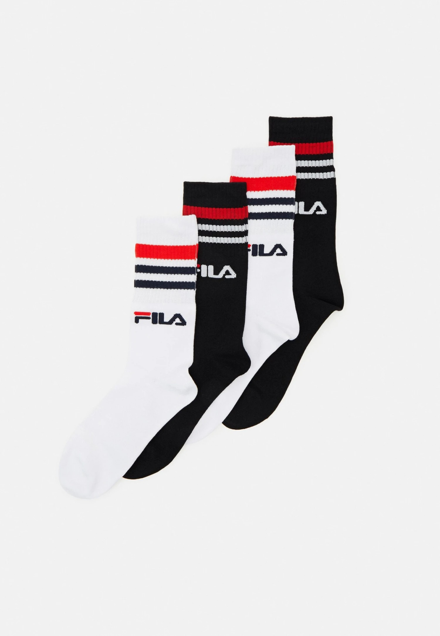Fila Man Socks Italia 4 Pack - Calze - Black/White 1 Fila Man Socks Italia 4 Pack - Calze - Black/White