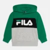 Fila Bagana Blocked Hoody UnisexFelpaLight Grey Melange/Verdant Green/Black Bambini Pullover & Cardigan 1FI26K02M-C11