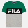 Fila Balimo Blocked Tee UnisexT-Shirt Con StampaLight Grey Melange/Verdant Green/Black Bambini Abbigliamento 1FI26G02A-C11