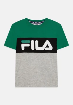 Fila Balimo Blocked Tee UnisexT-Shirt Con StampaLight Grey Melange/Verdant Green/Black Bambini Abbigliamento 1FI26G02A-C11