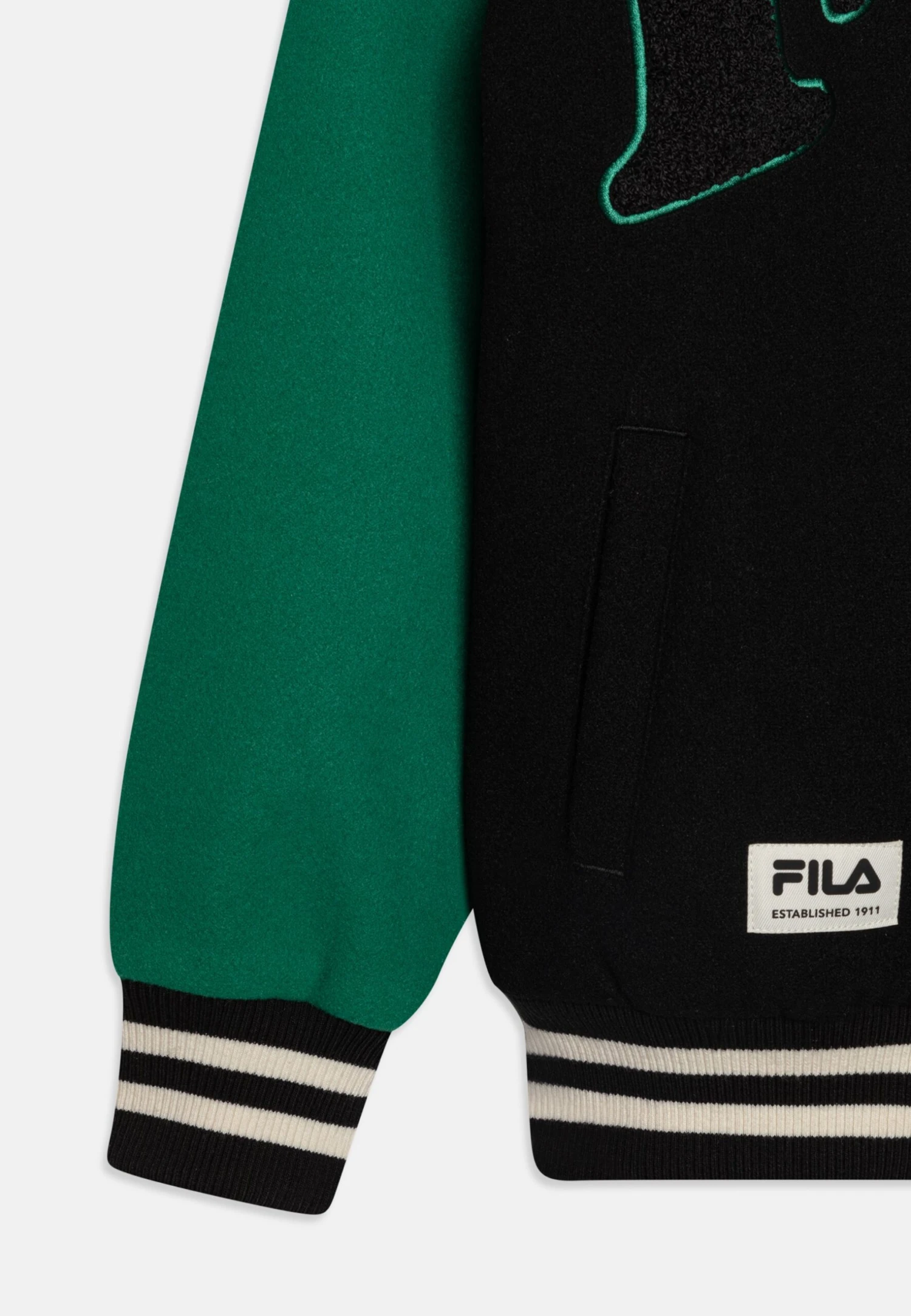 Fila Tuetingen Teen Unisex VarsityGiubbotto BomberBlack/Verdant Green Bambini Abbigliamento Outwear 1FI26L00P-M11 3 Fila Tuetingen Teen Unisex VarsityGiubbotto BomberBlack/Verdant Green Bambini Abbigliamento Outwear 1FI26L00P-M11 - immagine 3