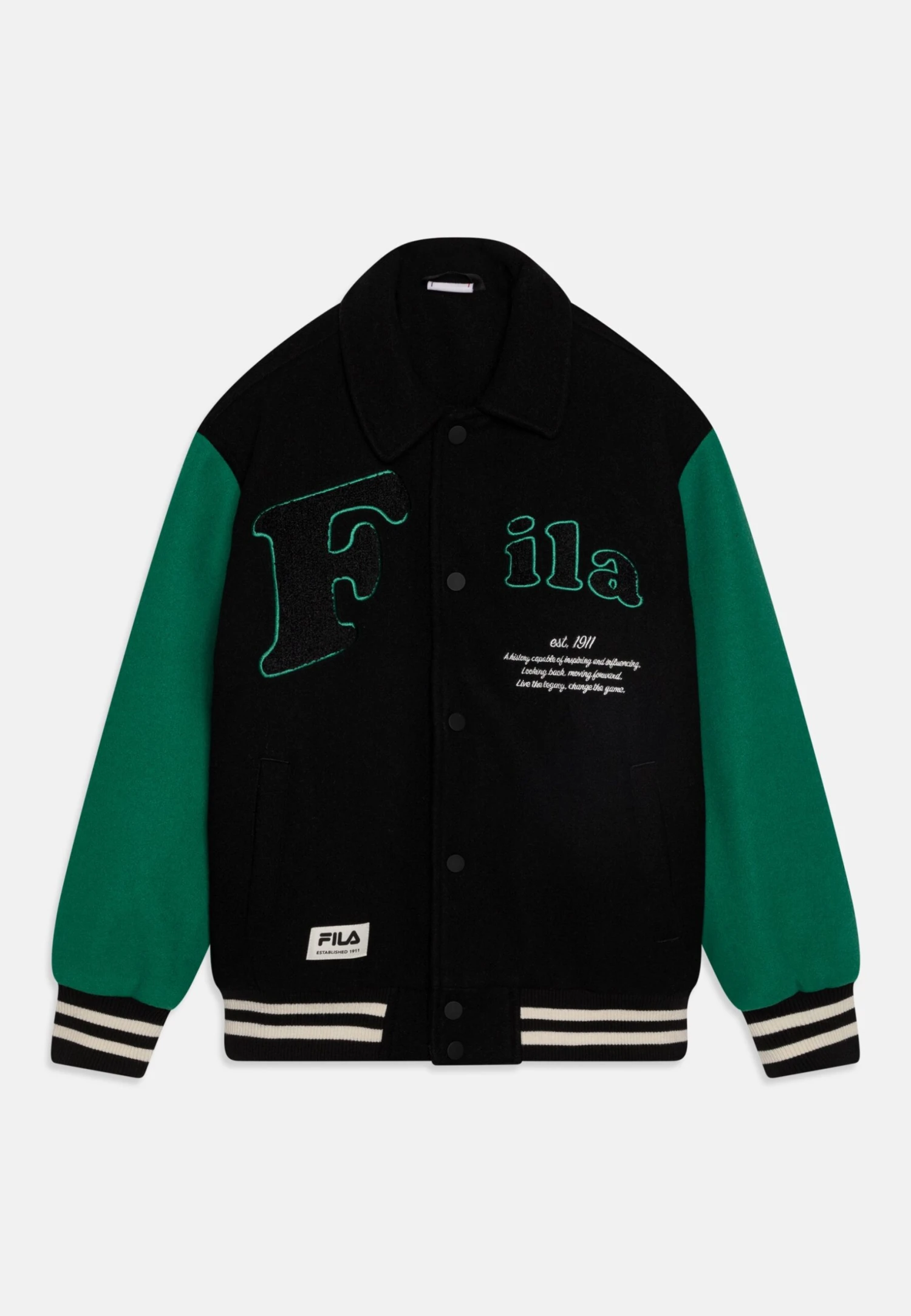 Fila Tuetingen Teen Unisex VarsityGiubbotto BomberBlack/Verdant Green Bambini Abbigliamento Outwear 1FI26L00P-M11 1 Fila Tuetingen Teen Unisex VarsityGiubbotto BomberBlack/Verdant Green Bambini Abbigliamento Outwear 1FI26L00P-M11