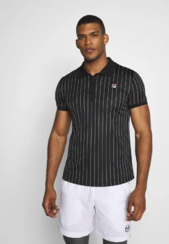 Fila StripesPoloBlack/White Uomo Abbigliamento 1FI42D005-Q11